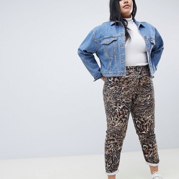 ASOS Curve Denim - ASOS Animal print mom jeans